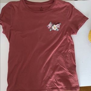 Dark-pink floral Volcom T-shirt